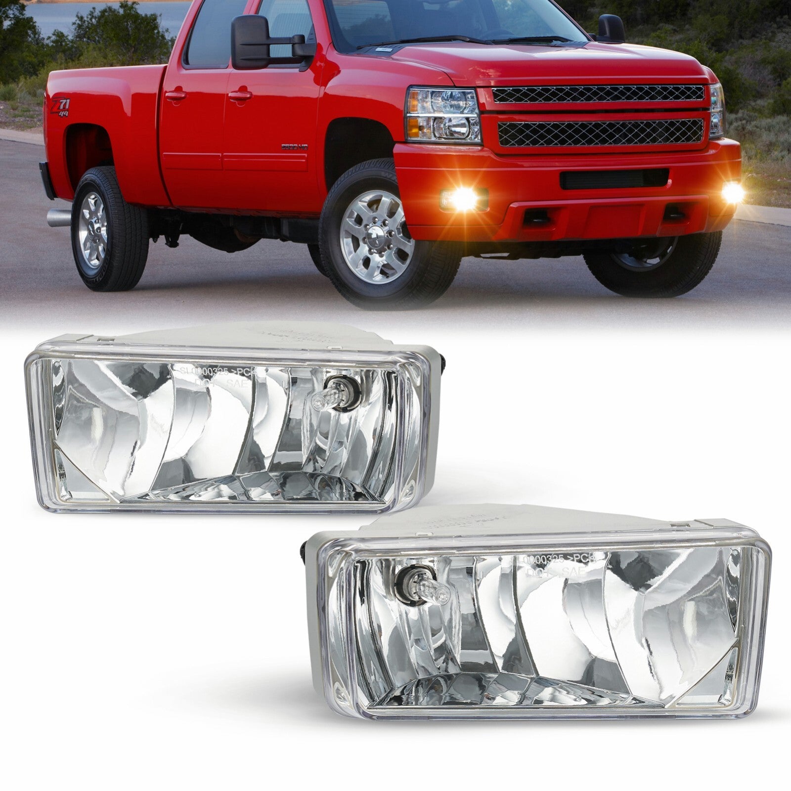 Fits 2008-2014 for Chevrolet Silverado Clear Lens 1 for Front Bumper Fog Lights