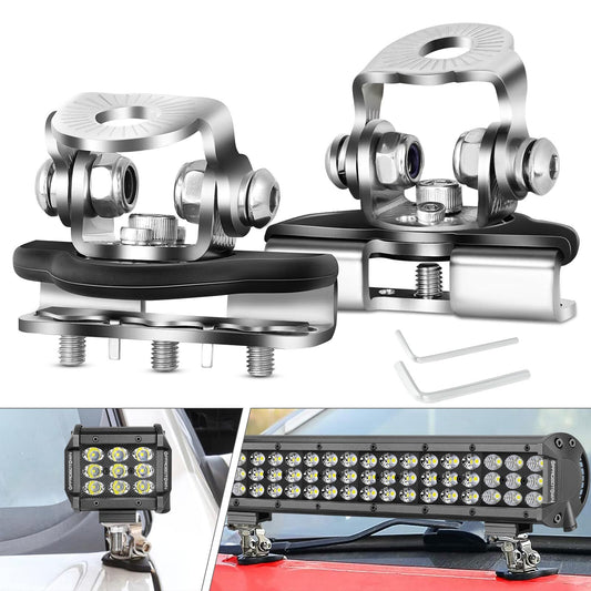 2Pcs Car Engine Hood LED Work Light Bar Mounting Bracket Clamp Fog Light Holder