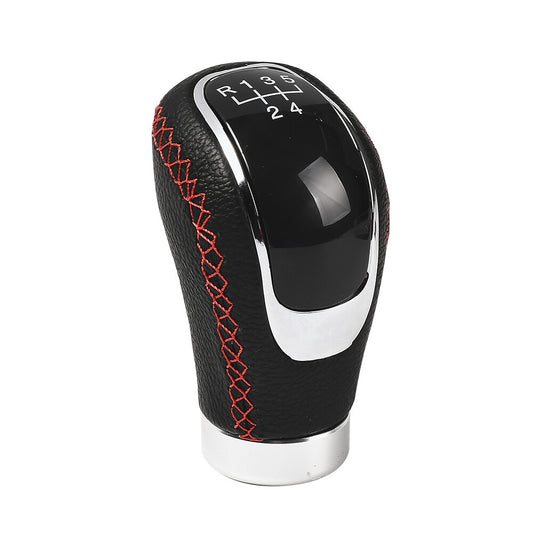 Universal Car Gear Shift Knob Leather 5/6 Speed Gear Lever Stick w/Red Line