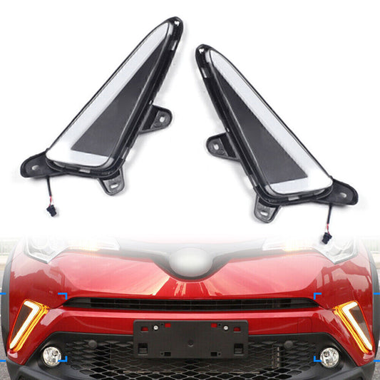 2x LED DRL Daytime Running Lights Yellow Turn Signal Fog Kit for Toyota CHR C-HR