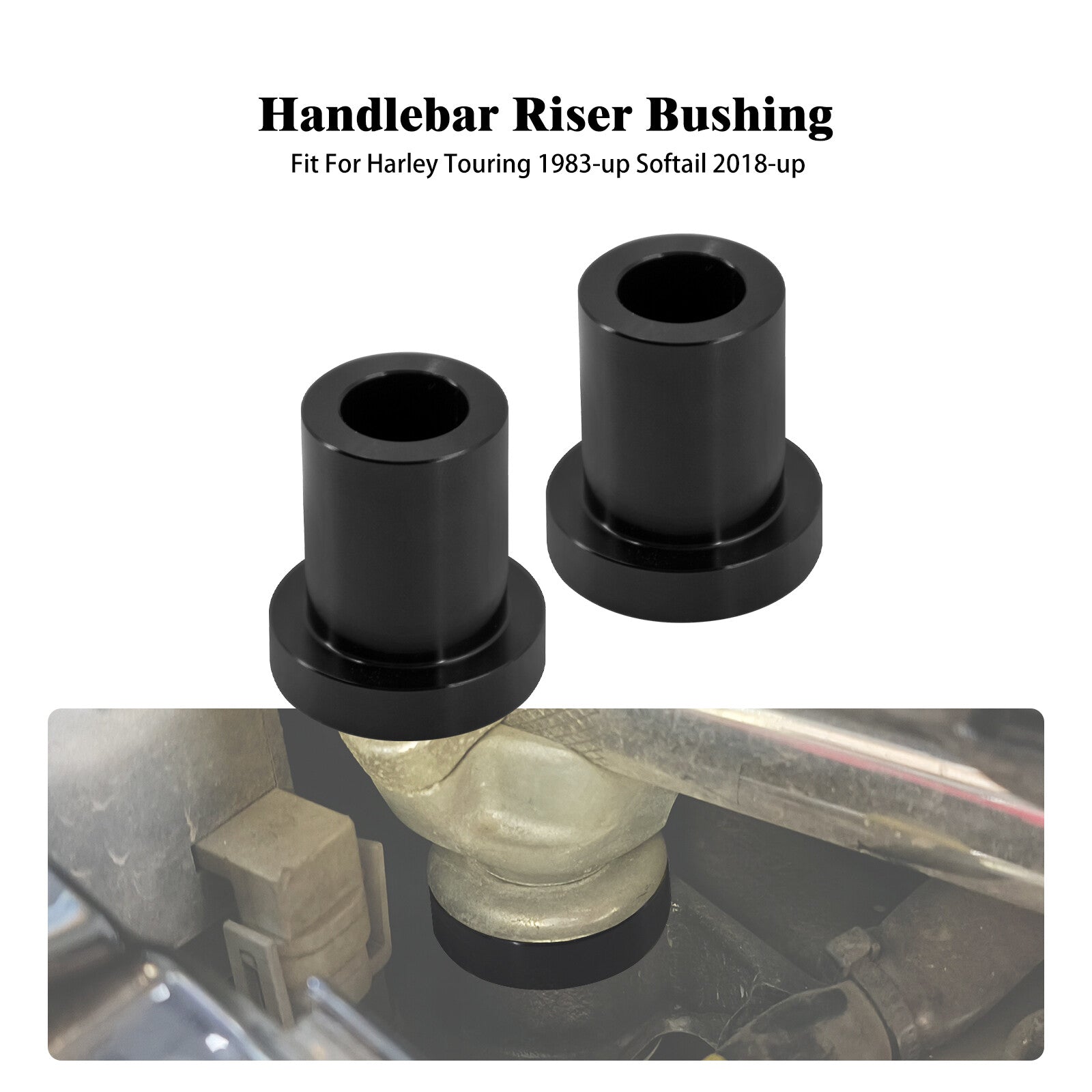 Black Handlebar Riser Bushings Kit Fits for Harley Softail 2018-Up Touring 83-Up