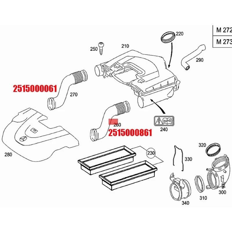 Intake hose left and right adapter kit suitable for Mercedes W251 R350 M272 (06-11)