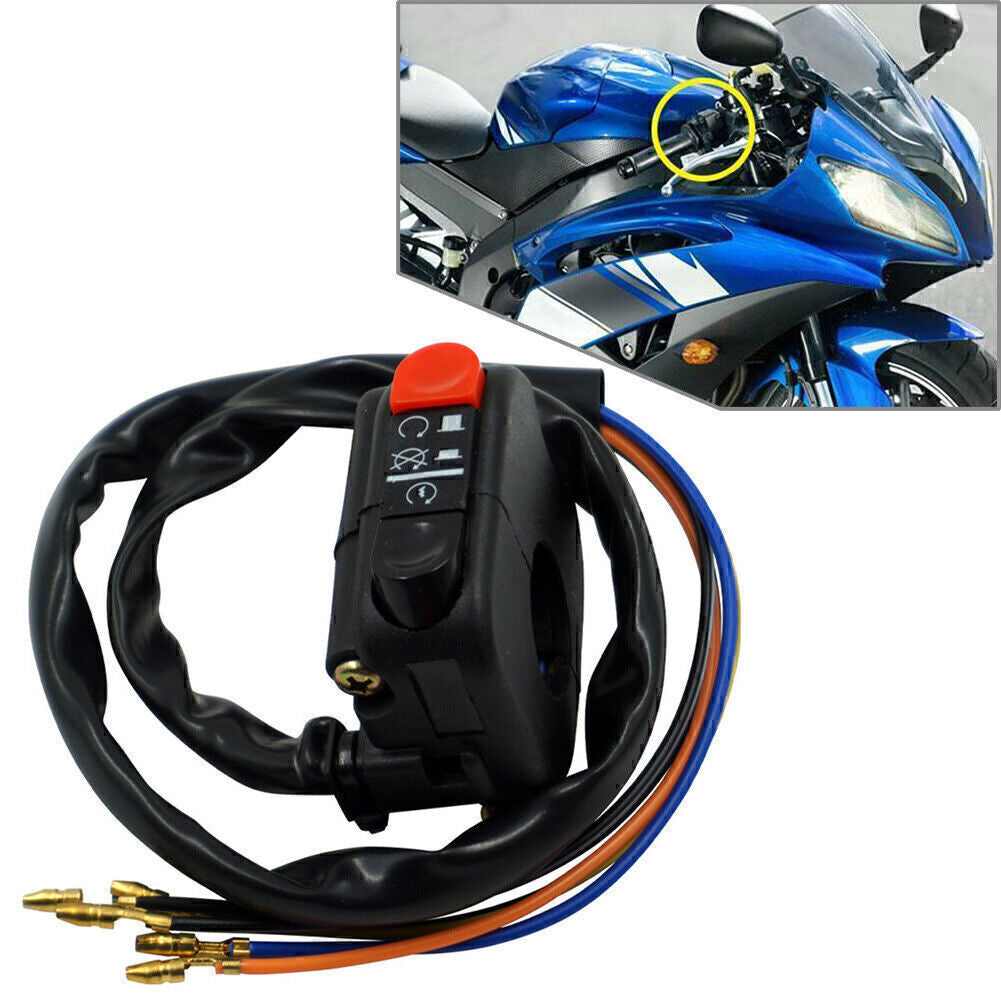 7/8 22mm Motorcycle Handlebar Ignition Switch On Off Starter Engine Start Black
