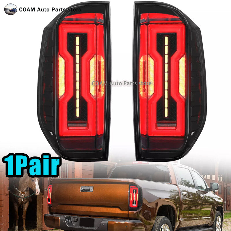 pair of LED taillights, turn signals, and rear brake lights are compatible with 2014-2021 for Toyota Tundra models.