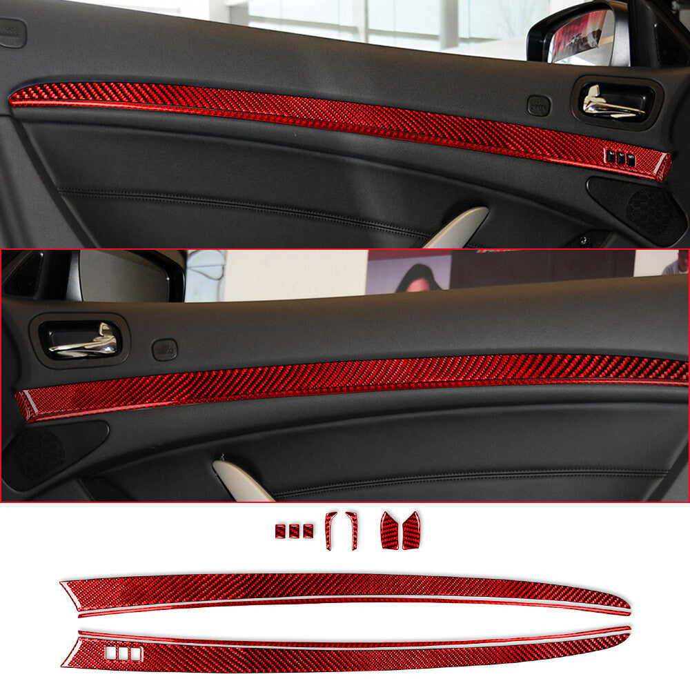 11¡ÁRed Carbon Fiber Interior Door Panel Trim Fit for Infiniti G37 2-Door 2010-13