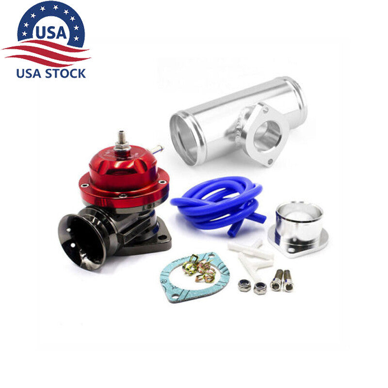 Red Universal Billet Aluminum Type-RS Turbo Blow Off Valve BOV+2.5 Flange Pipe