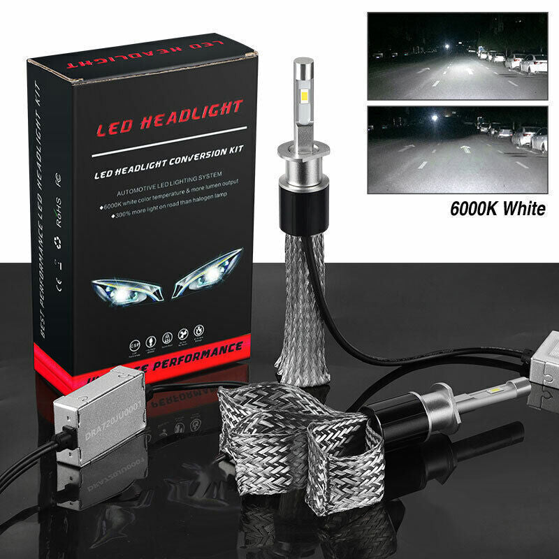 2x 55W 10000LM H1 Canbus LED Headlight Bulb Kit 12V 6000K Xenon White Hi/Lo Beam