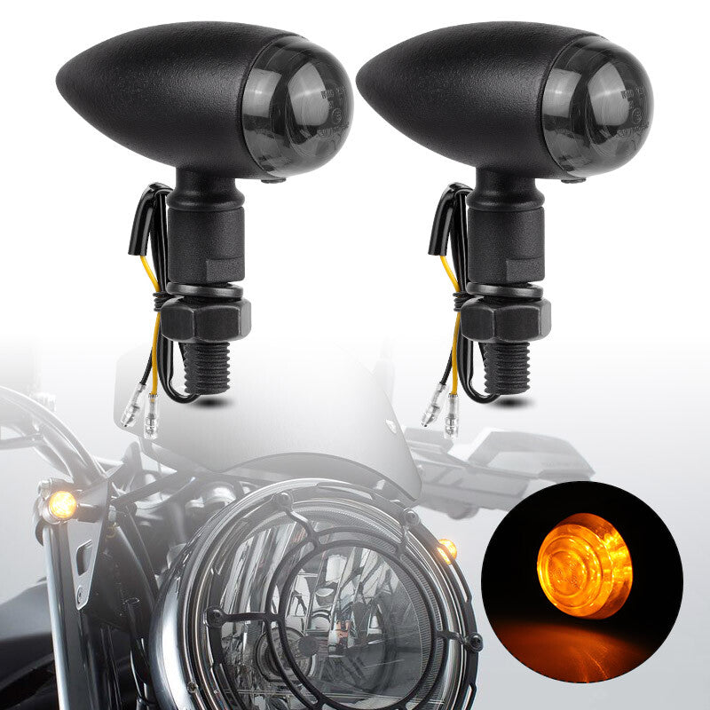 2X M10 for Mini Motorcycle Bullet Turn Signal Indicator Blinker Light Amber Lamp 12V
