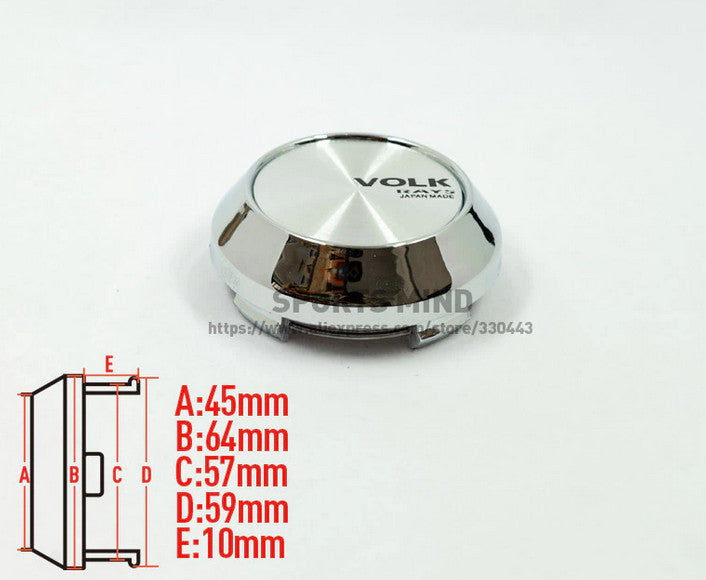 4x64 mm Volk Rays Chrome Decal Badge Wheel Center Hub Cover Edge Cover TE37