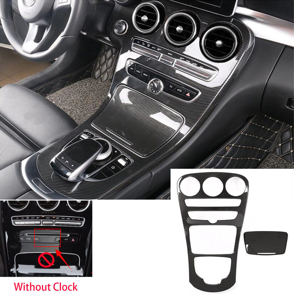 for Benz C GLC Class W205 X253 2015-18Carbon ABS Central Console Gear Panel Trim