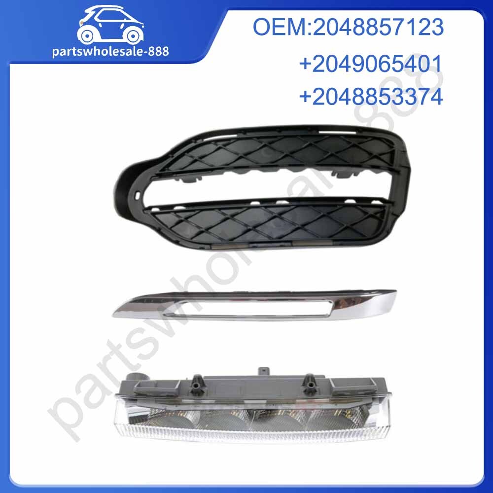 3-piece front left fog light grille chrome trim cover for Mercedes GLK-Class X204
