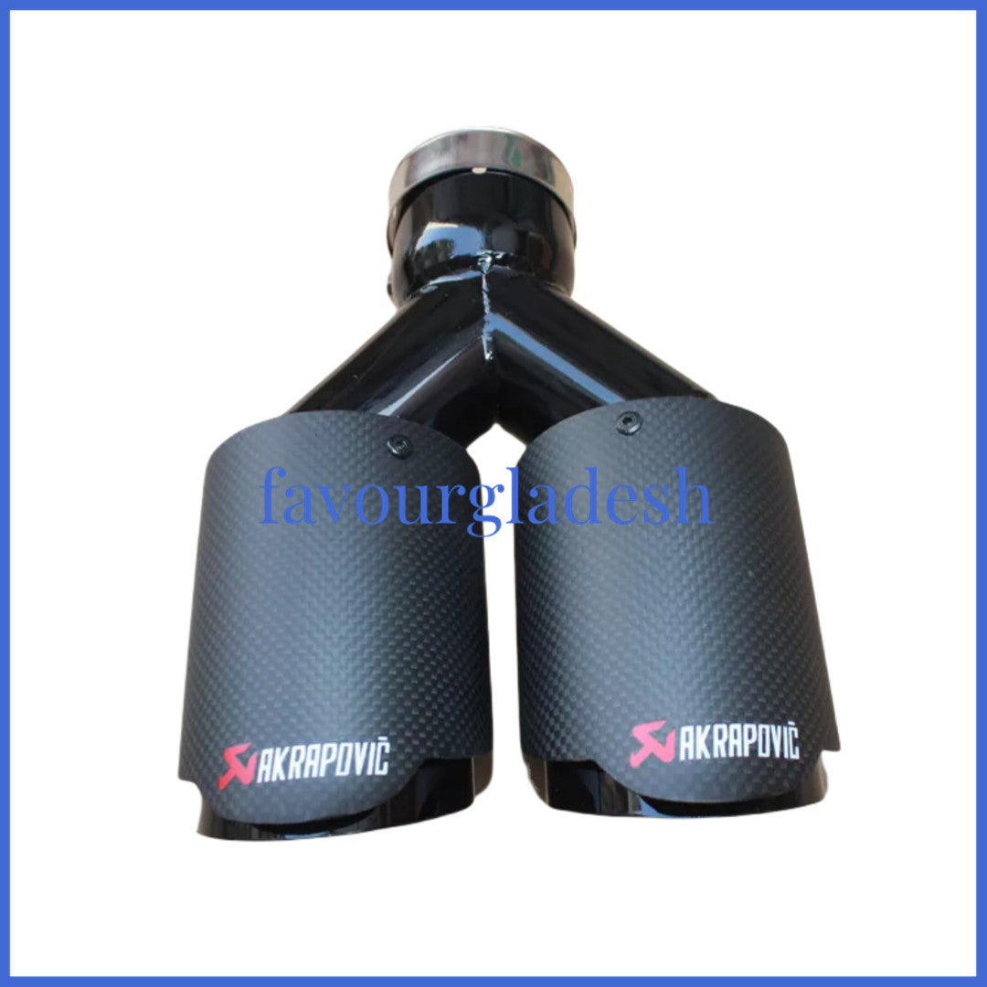 1PCS ID:63mm OD:89mm Akrapovic Carbon Fiber Matt Black Exhaust Tip Dual Pipe