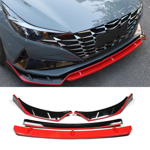 4x for Hyundai for Elantra 2021-23 BlackRed Front Bumper Lip Spoiler Splitter Guard