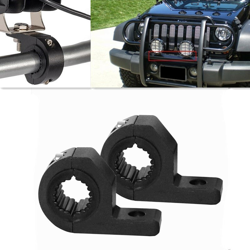 2x Car LED Work Light Fog Spotlight Bracket Roll Cage Tube Bull Bar Clamp Holder