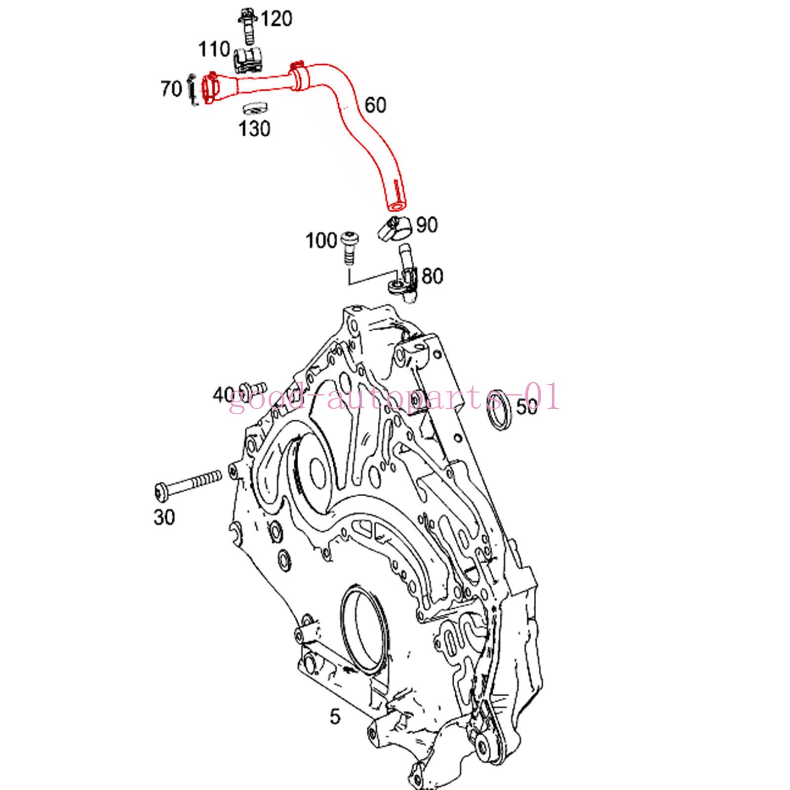 2782031217 1 new Crankcase Breathing Hose for Mercedes-Benz