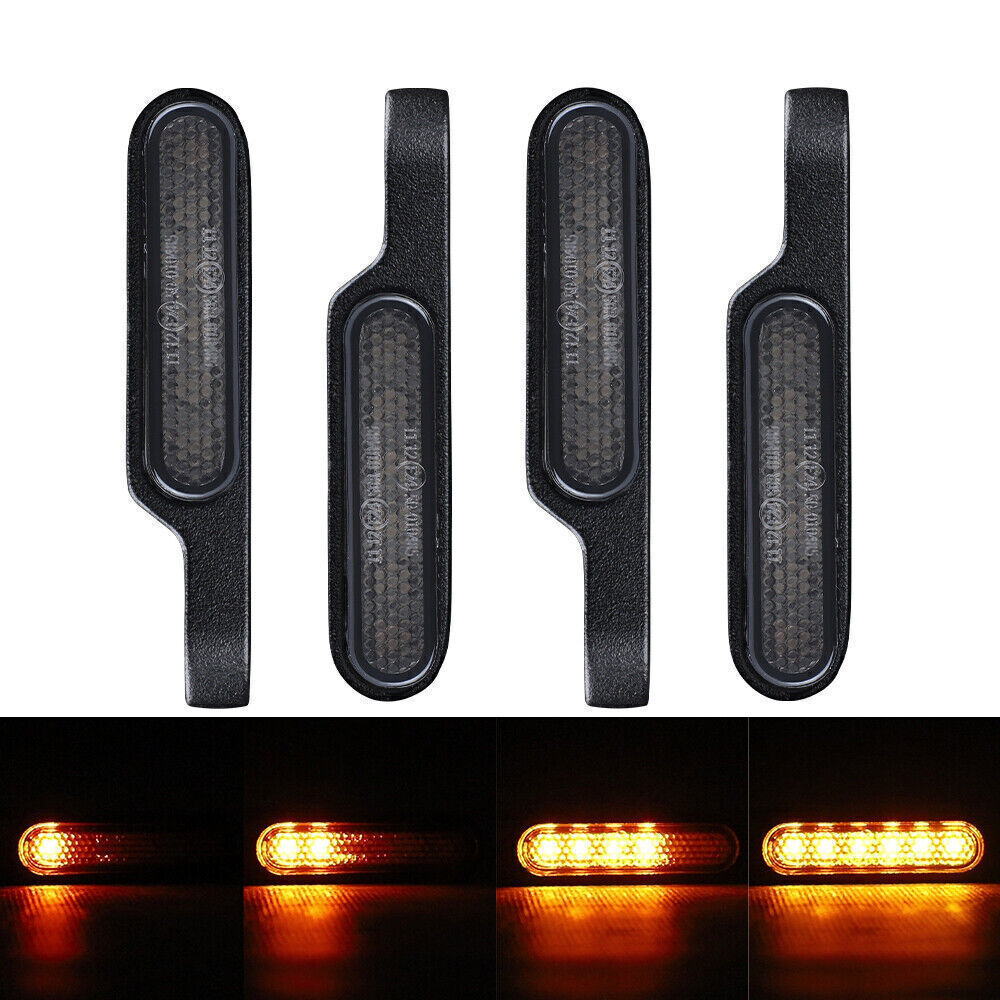 4X LED Motorcycle Turn Signal Sequential Flowing Indicator Amber Blinker Lights