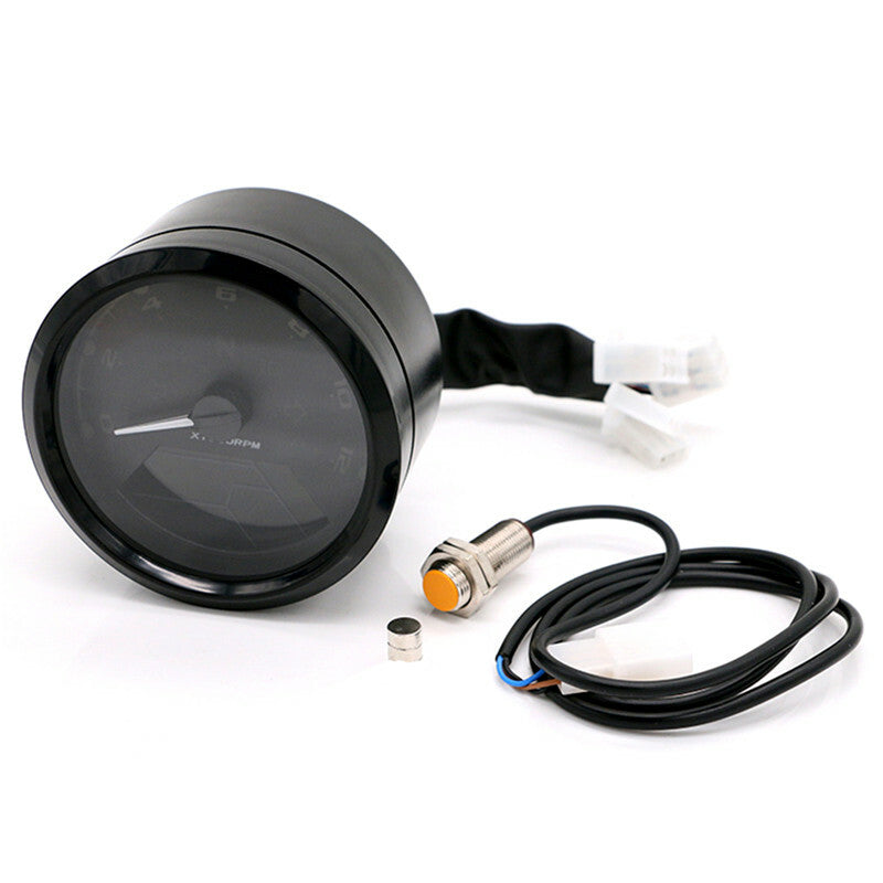 LCD Screen Digital Motorcycle Speedometer 12000RPM 8-18V Gear Tachometer Gauge