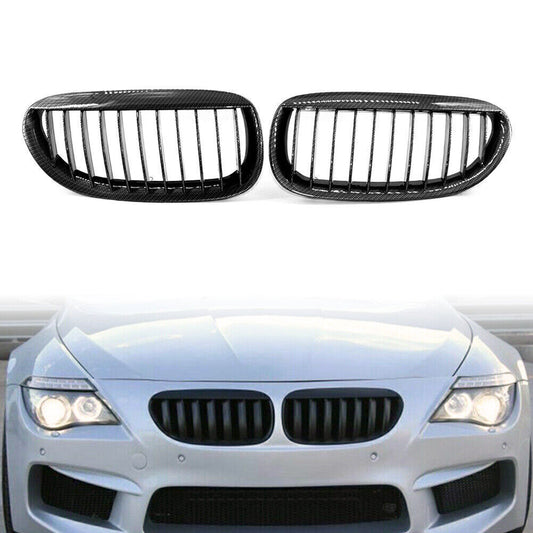 Front Kidney Bumper Grille Grill for BMW E63 Coupe M6 E64 Cabrio M6 Carbon Fiber