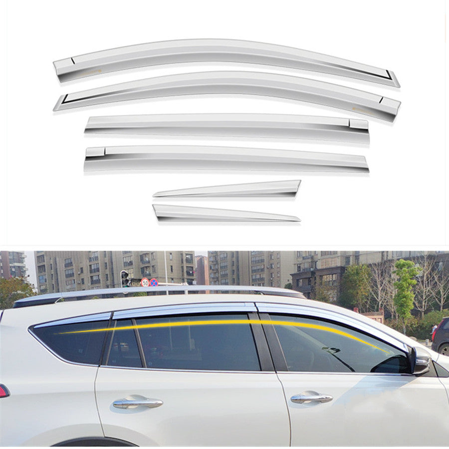 for Toyota RAV4 2013-2018 Chrome Window Visor Sun Rain Guard Vent Shade Set 6Pcs
