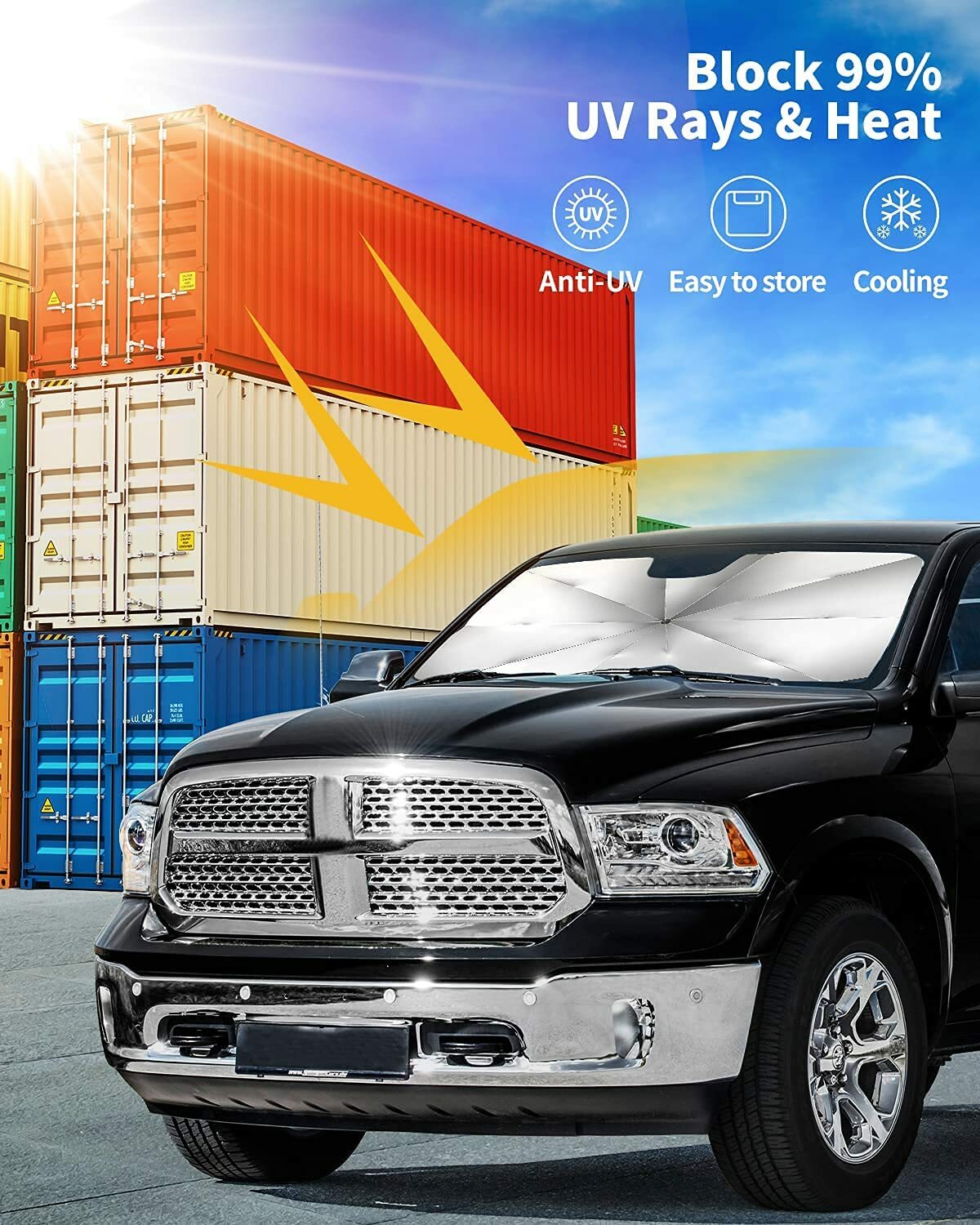 for Chevy SUV Car Windshield Umbrella Sun Shade Foldable Window Cover Visor