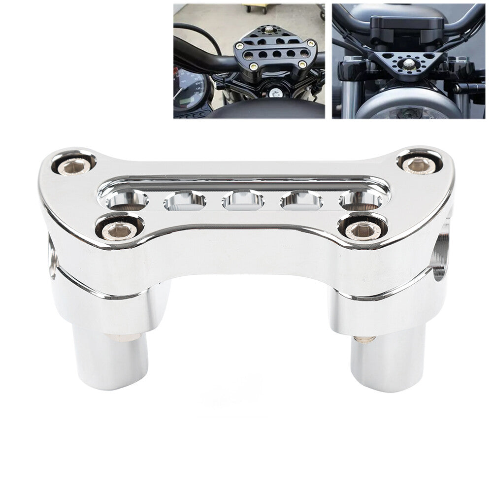 2 Straight Handlebar Riser Top Clamp for Harley Dyna Touring Road Glide Chrome