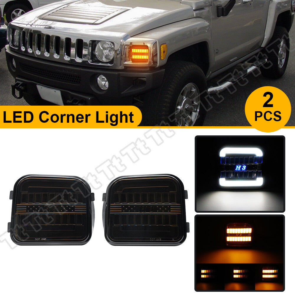Applicable to 06-10 for Hummer H3 front bumper sequential LED turn signal angle DRLs (hot-swappable)