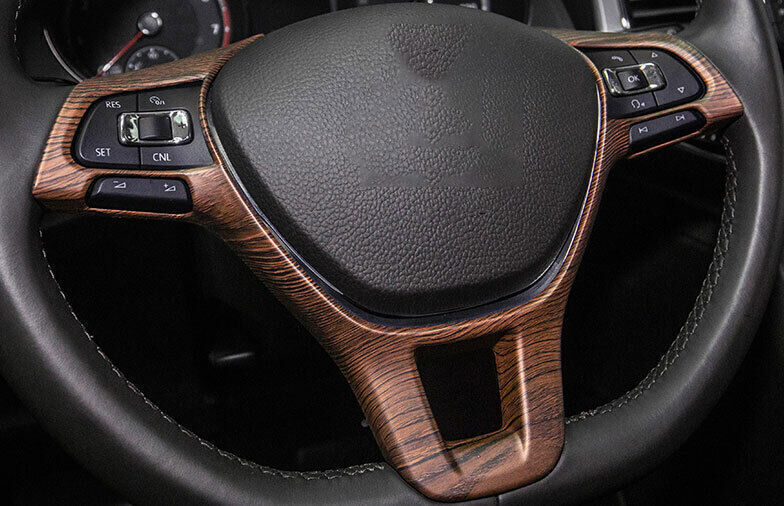 for Volkswagen Atlas 18-20 Wood Grain Interior Cover Steering Wheel Frame Trim