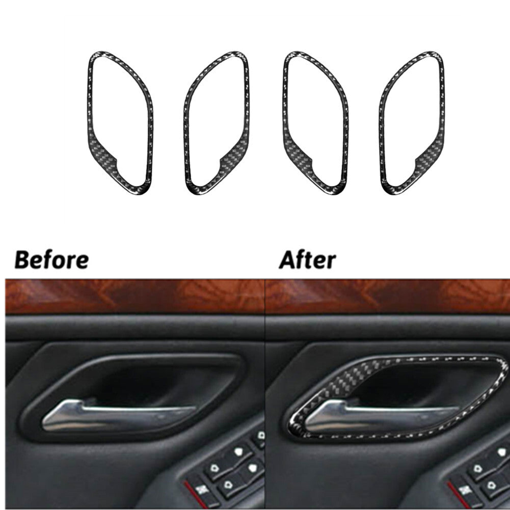 4Pcs Door Handle Panel Cover Sticker Carbon Fiber Trim for BMW M5 E39 1998-2003