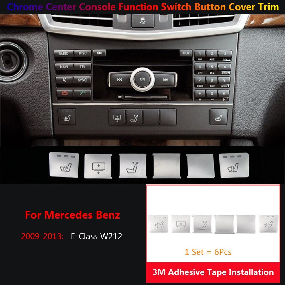 6 x for Mercedes-Benz W212 Center Console for Seat Heater Function Switch Cover Trim