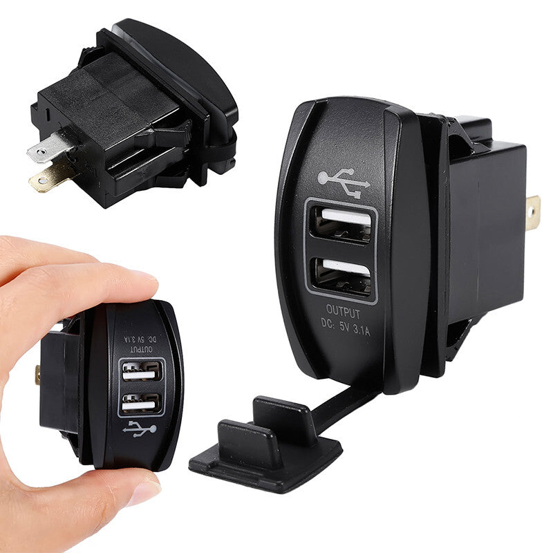 Dual USB Port Fast Charger Socket Power Outlet Panel 12V 24V Motorcycle Car RV
