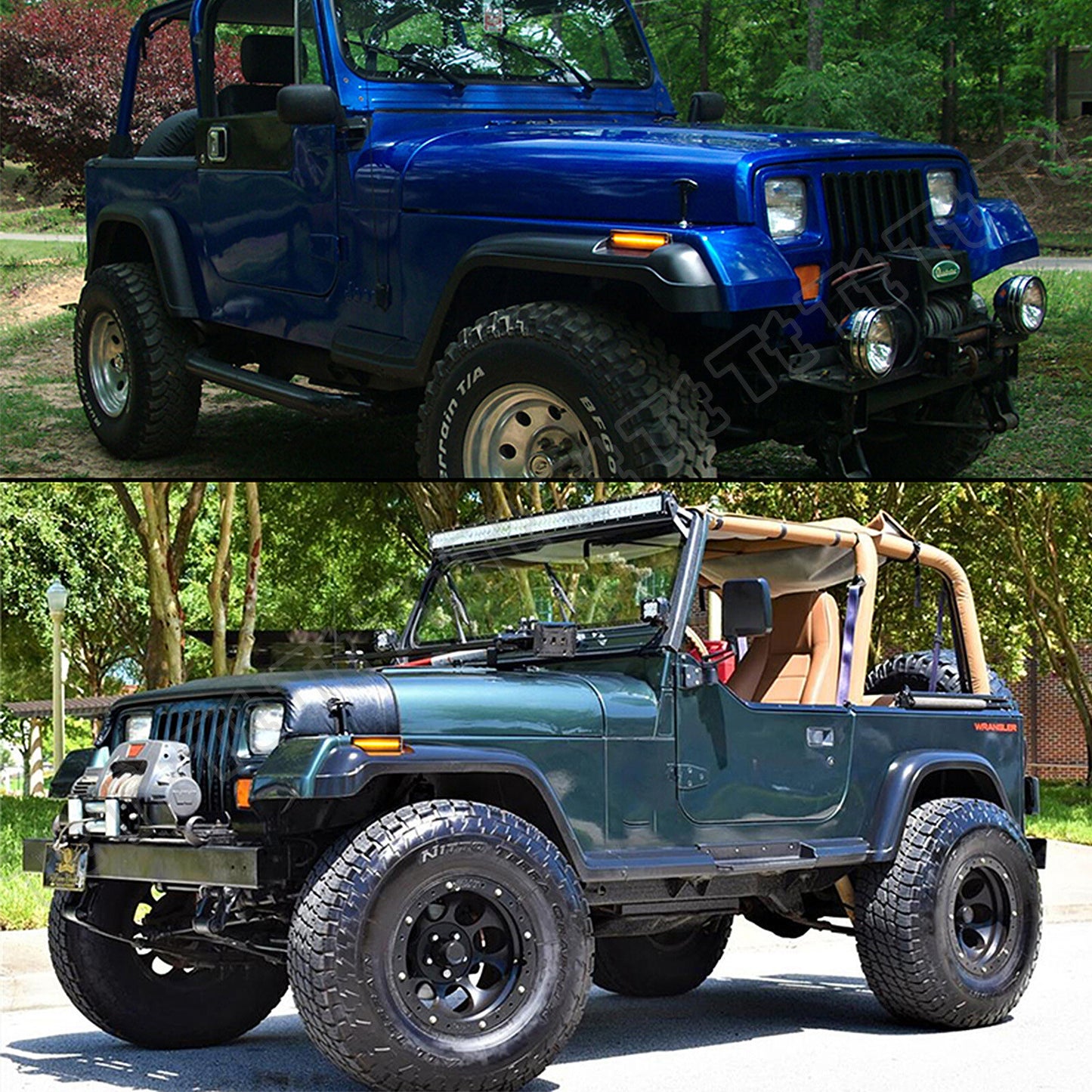 Smoked lens LED front fender side marker lights for 1987-1995 for Jeep for Wrangler YJ