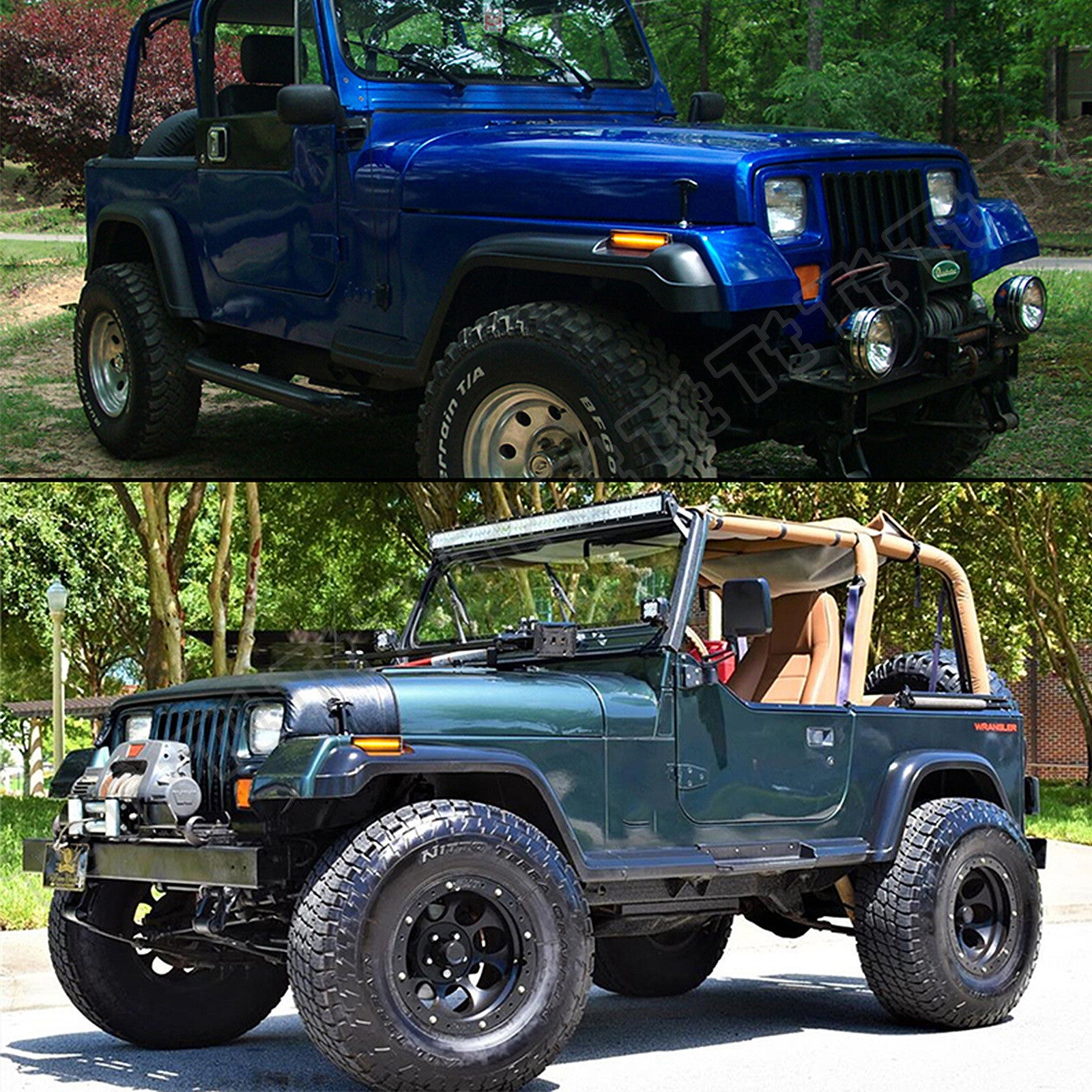 Smoked lens LED front fender side marker lights for 1987-1995 for Jeep for Wrangler YJ