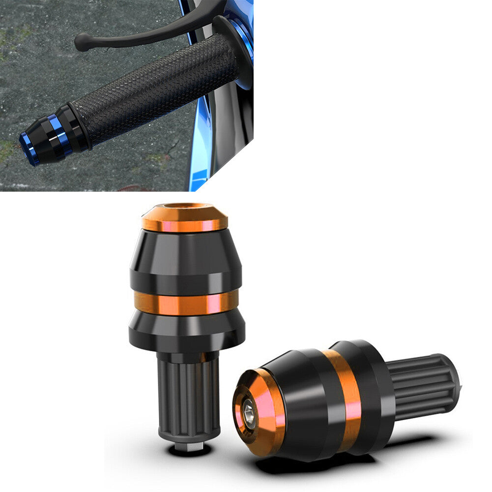 2x Universal 22mm 7/8 Motor Handlebar Grips Bar End Slider Cap Plugs CNC Orange