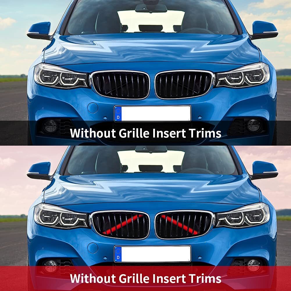 2x Red Car Front V Brace Grill Trim Strips Cover for BMW 3 Series G20/G21/G28