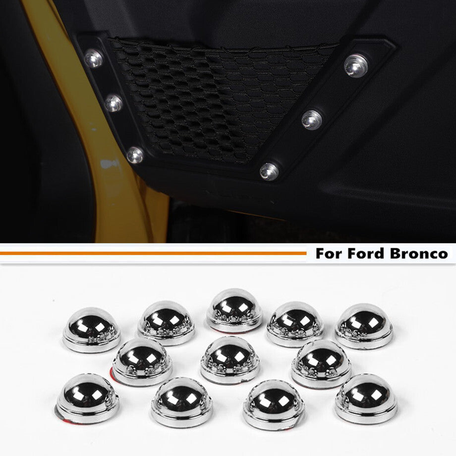 Chrome front door storage mesh screw cap trim 12P for 21-2024 for Ford for Mustang