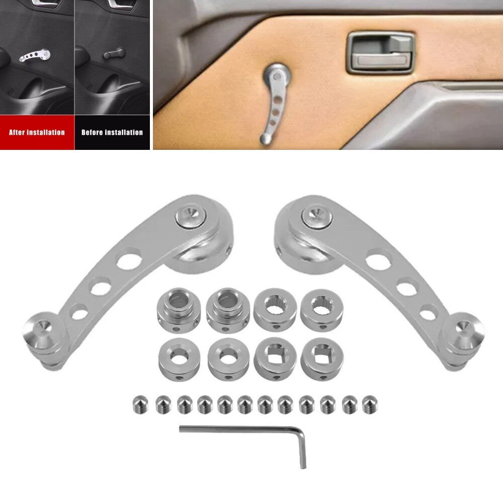 Aluminum Manual Auto Window Crank Handle Winder Hand Car Truck Glass Door Silver