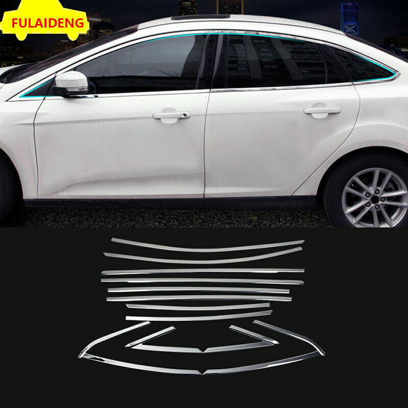 for Ford Focus 2012-2018 4Door Chrome Side Window Frame Trim Stainless Steel 12P