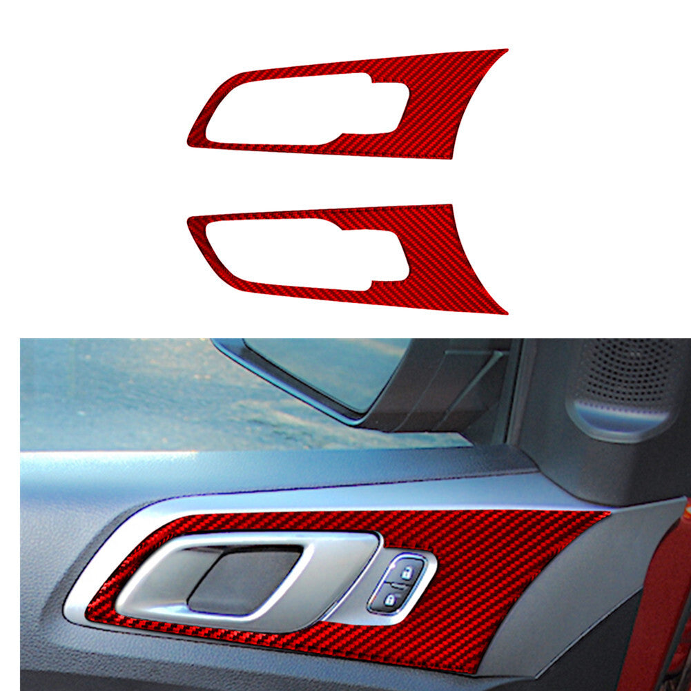 2X Red Carbon Fiber Front Door Handle Frame Cover Trim for Ford Ranger 2019-2022