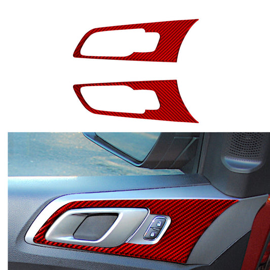 2X Red Carbon Fiber Front Door Handle Frame Cover Trim for Ford Ranger 2019-2022