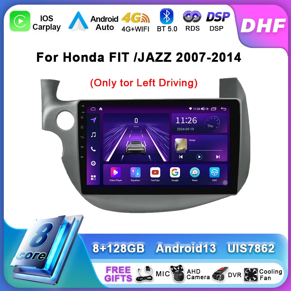for HONDA FIT JAZZ 2007-2014 Android CarPlay Car Radio Screen Stereo Player GPS