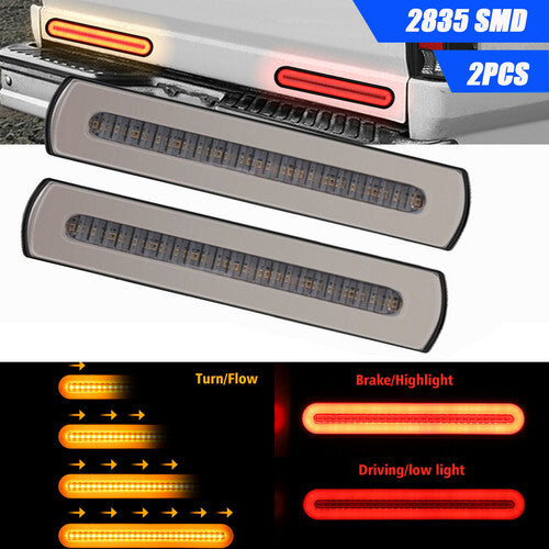 2-piece LED reverse stop brake flow turn signal taillight strip truck trailer-