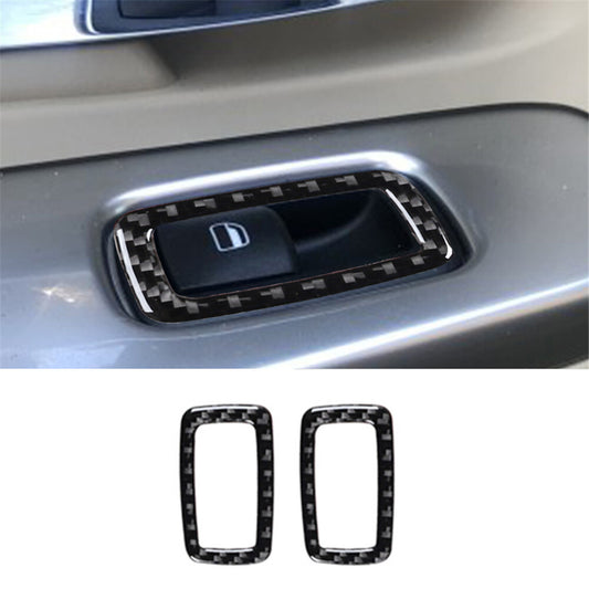 2x Carbon Fiber Rear Window Lift Switch Buttons Cover for Jeep Liberty 2008-2012