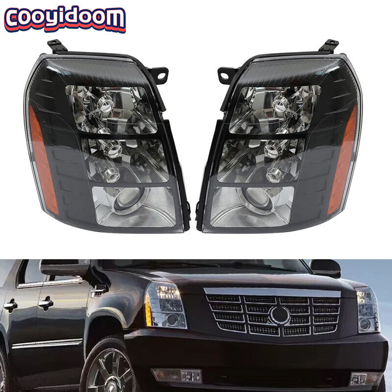 Pair Headlight for Cadillac for Escalade 2007-14 Front Bumper Headlamp Without Bulbs