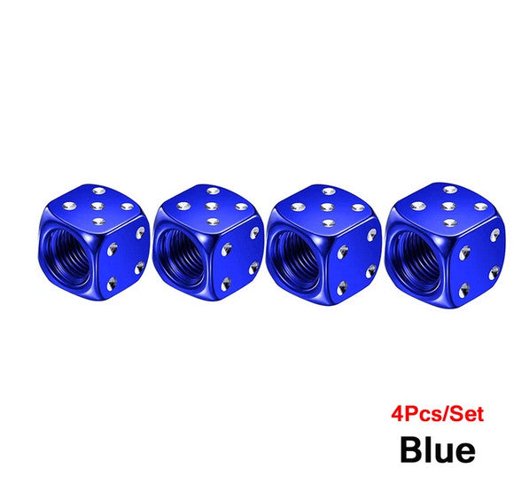 4-piece car tire valve cover rod air dust cover dice blue for Volvo