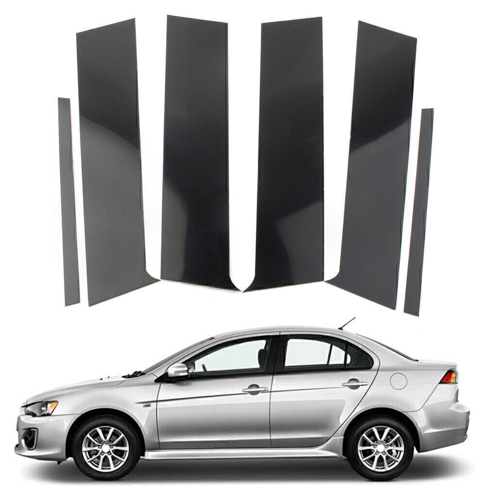 for Mitsubishi Lancer 2008-17 Piano Black Pillar Posts Door Window Molding Strip