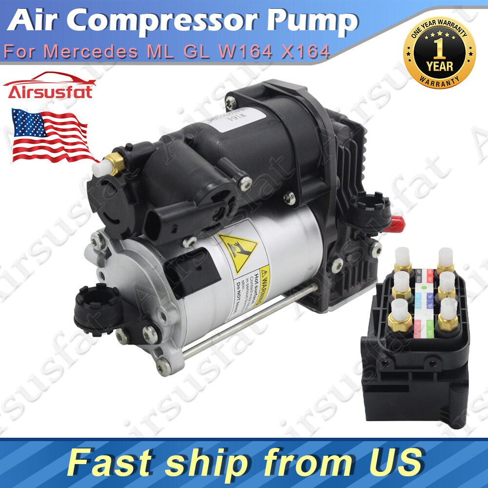 Fit for Mercedes W164 X164 05-13 Air Suspension Compressor w/Solenoid Valve Block US