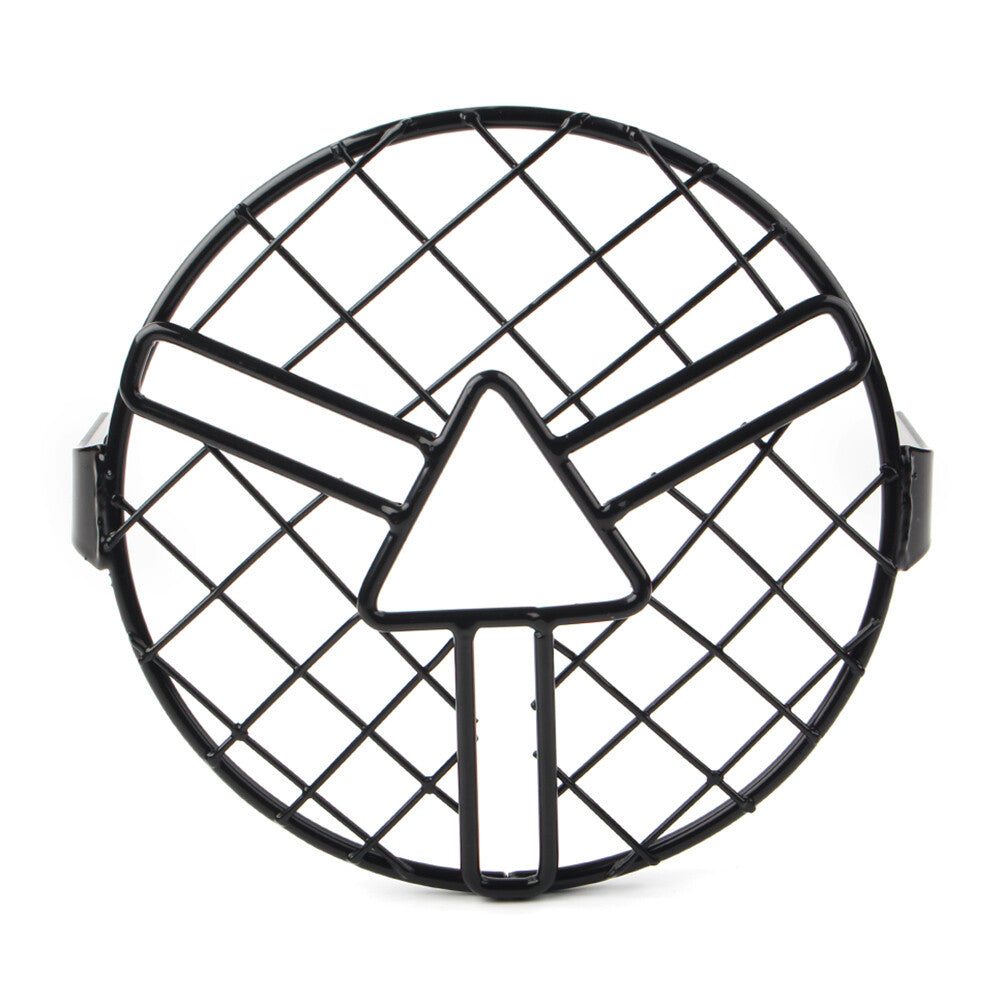 6.5 Headlight Grill Guard Headlamp Light Cover Metal For Cafe Racer Bobber Blk