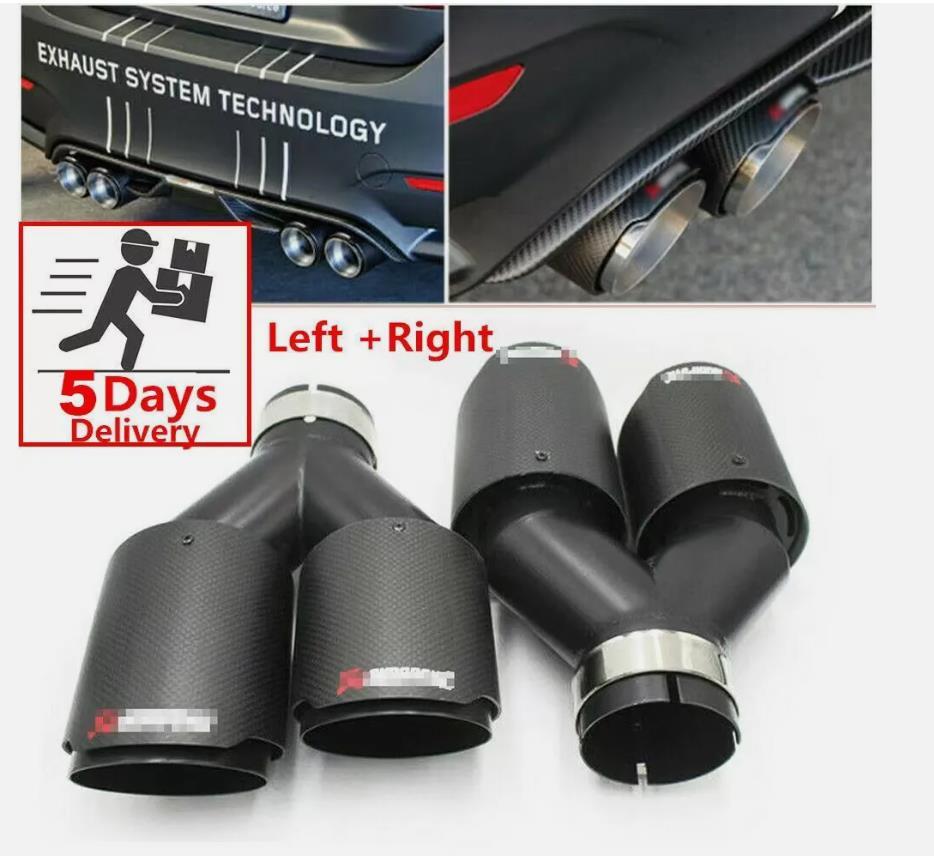 Car Exhaust Tip Dual Pipes End For Akrapovic Real Carbon Fiber ID:2.5 OD:3.5