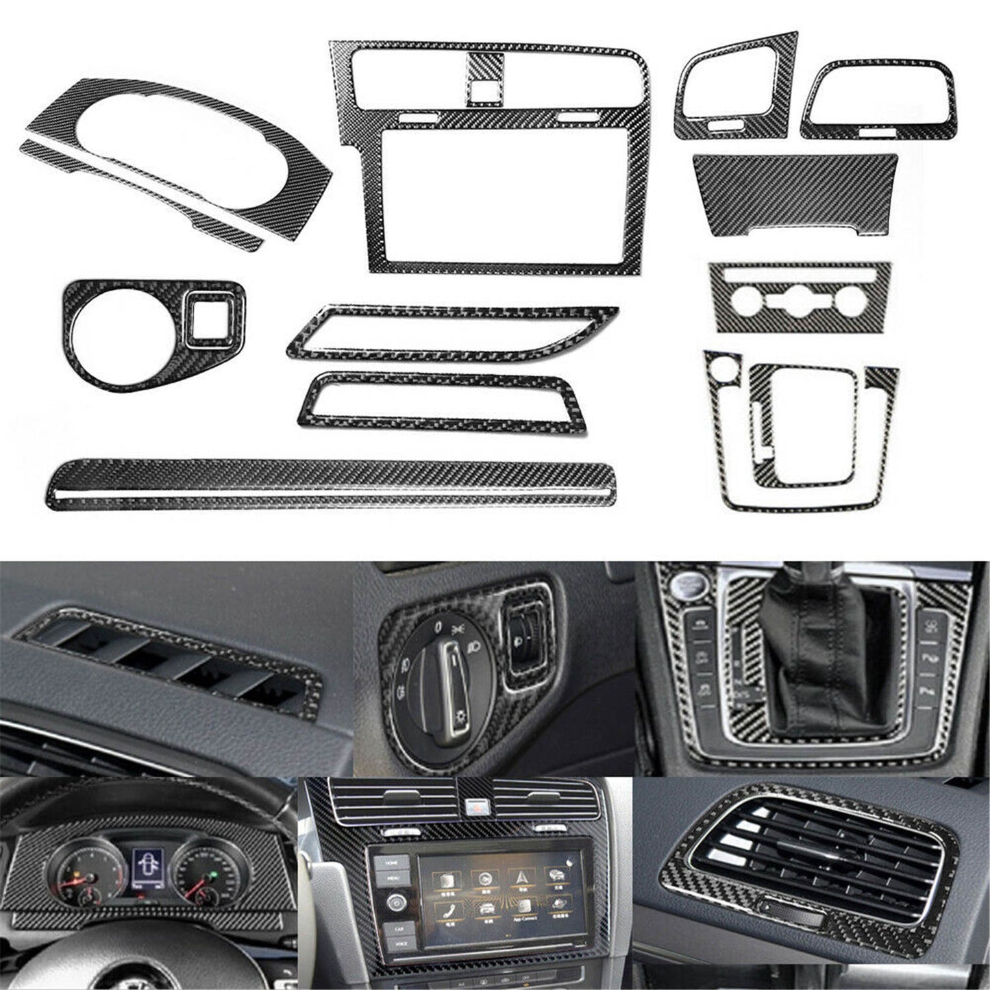 15X Full Interior Dashboard Cover Decoration Trim for VW for Golf 7 GTI MK7 2014-19