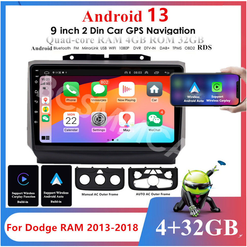 Fit for Dodge for RAM 4500 5500 2013-2018 Car Multimedia Player GPS Navi Android 13